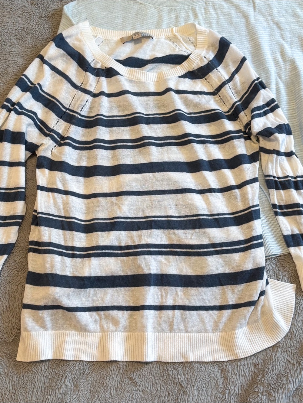 LOFT Lot of 5 Striped Pattern Tops Womens Medium Shirt Set 100% Cotton Knit Mix - Picture 6 of 11
